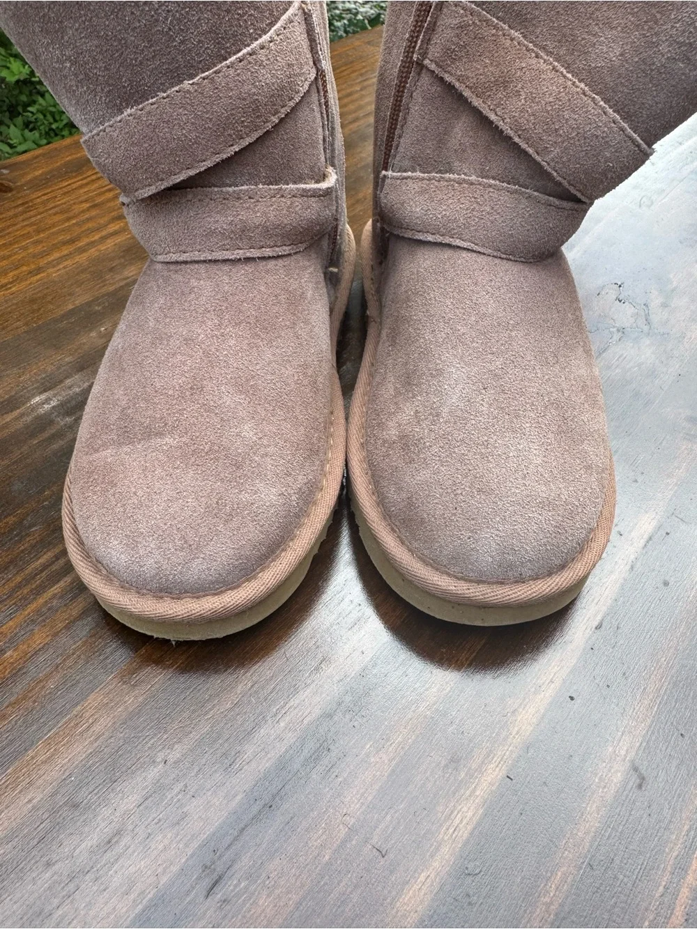 Kids Cozy Shearling Lined Suede Boots - Taupe